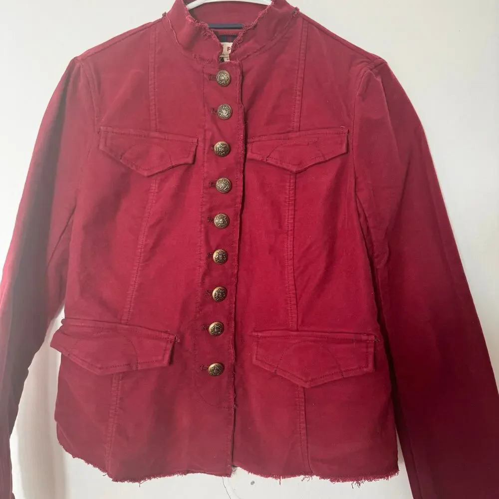 Free people Red Ella women’s utility‎ Jacket military style size XS - Picture 7 of 12